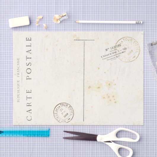 Frans Briefkaart met poststempel Tissuepapier (Craft)