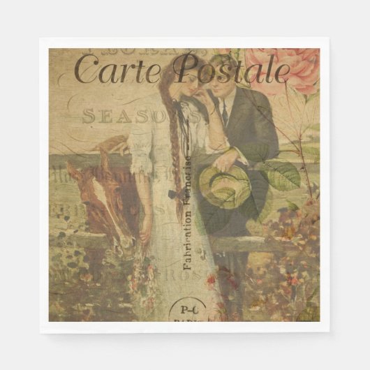 Frans Briefkaart Papier Napkin Servet (Voorkant)