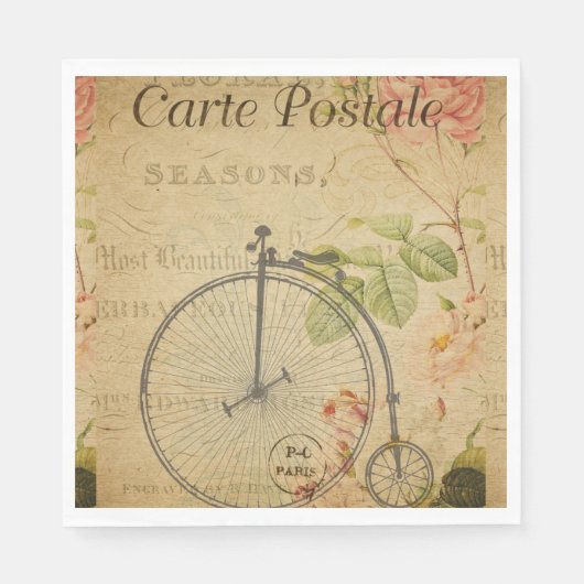 Frans Briefkaart Papier Napkin Servet (Voorkant)