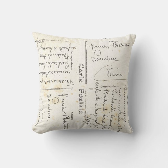  Frans Briefkaart Pillow (Frans script) Kussen (Voorkant)