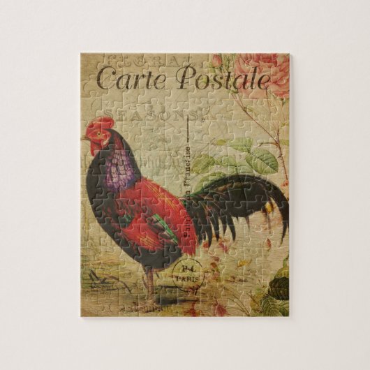 Frans Briefkaart Rooster Legpuzzel (Verticaal)