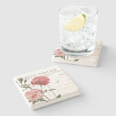 Frans Briefkaart Roze Rose Stenen Onderzetter (Zijkant)