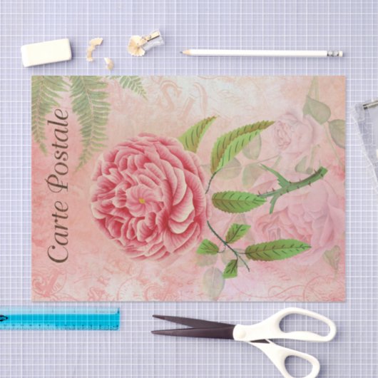  Frans Briefkaart - Roze ventilator - ontleding Tissuepapier (Craft)