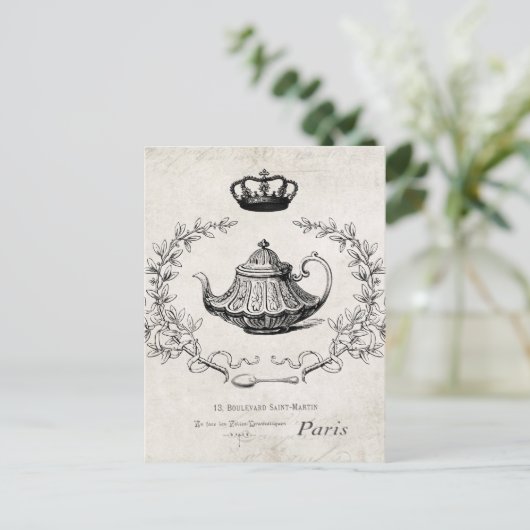  Frans briefkaart theepot (Staand voorkant)