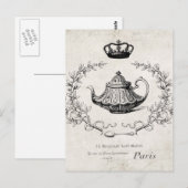 Frans briefkaart theepot (Voorkant / Achterkant)