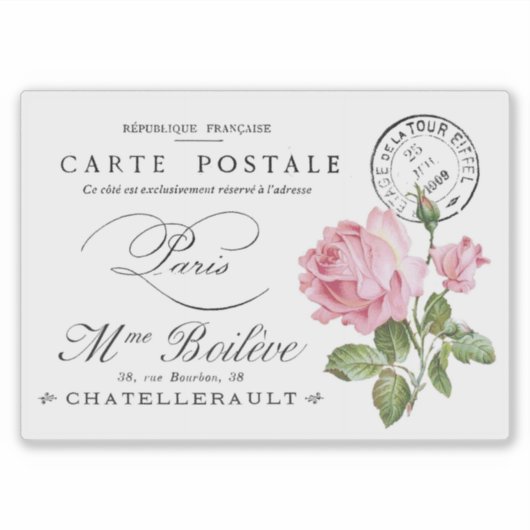  FRANS BRIEFKAART TRANSPARANT STICKER (Voorkant)