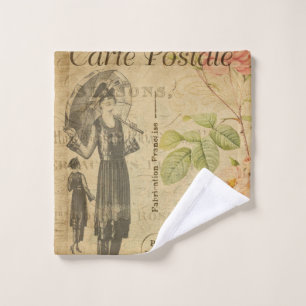  Frans briefkaart van de vrouw van de mode Washandje