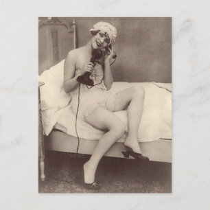 Frans Briefkaart van het flapper meisje van 1920,