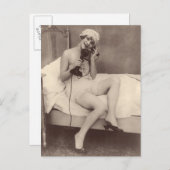 Frans Briefkaart van het flapper meisje van 1920,  (Voorkant / Achterkant)