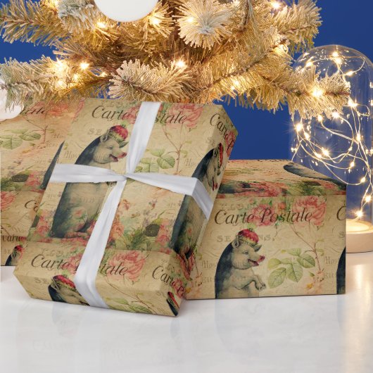  Frans Briefkaart varken met kroongras Cadeaupapier (Feestdagen)