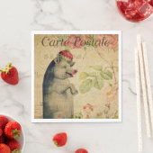 Frans Briefkaart varken met kroongras Servet (Insitu)