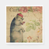 Frans Briefkaart varken met kroongras Servet (Voorkant)