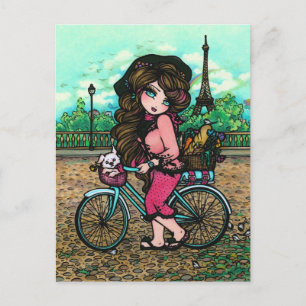 Frans Briefkaart voor fietskunst voor meisjes en p