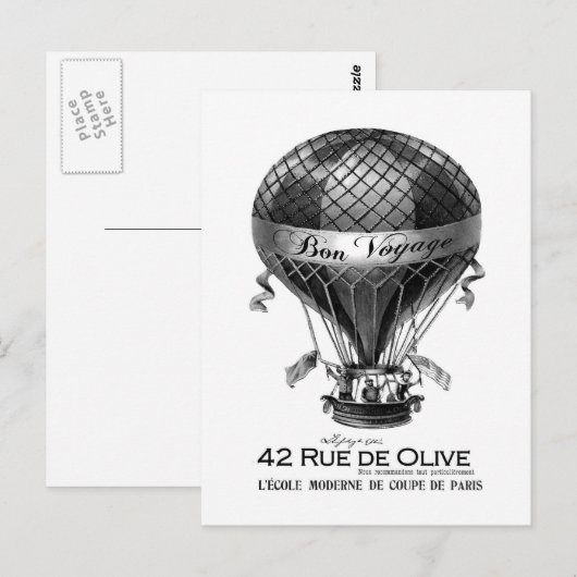 frans briefkaart voor heteluchtballonnen (Voorkant / Achterkant)