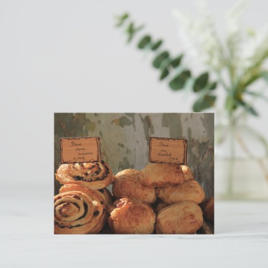 Frans brood bij een marktkraam briefkaart (Staand voorkant)