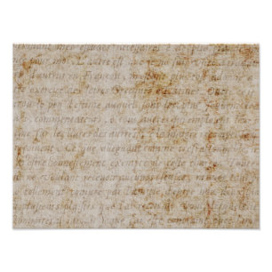  Frans-bruine-Tan-tekst oud perkamentpapier Foto Afdruk