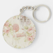 Frans Budoir  roze bloemig Sleutelhanger (Achterkant)