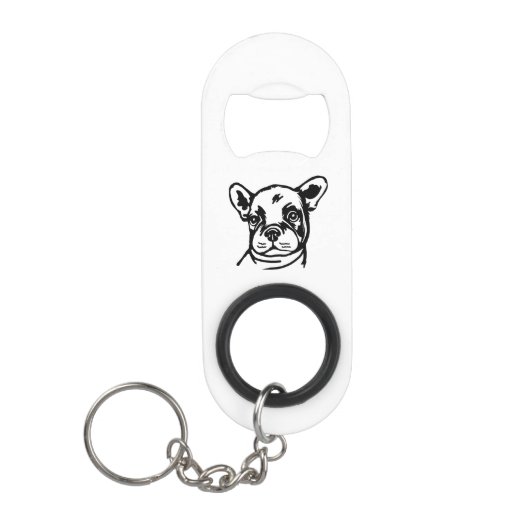 Frans Bull Dog Puppy Face Mini Flessenopener (Voorkant)
