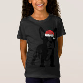 Frans Bull Dog Santa Hat Cute KerstHondenliefhebbe T-shirt (Voorkant)