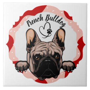 Frans Bulldog aangepast patroonfotolijst Tegeltje