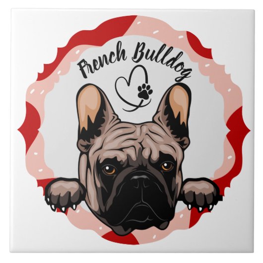 Frans Bulldog aangepast patroonfotolijst Tegeltje (Voorkant)
