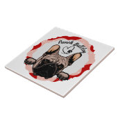 Frans Bulldog aangepast patroonfotolijst Tegeltje (Zijkant)