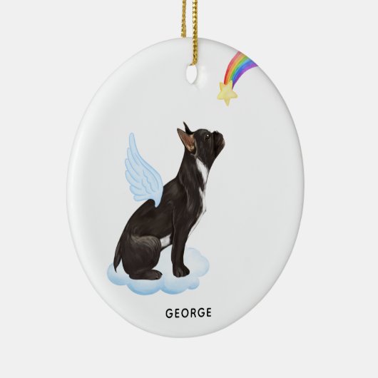 Frans Bulldog Angel Personalized Dog Pet Memorial Keramisch Ornament (Rechts)