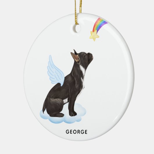 Frans Bulldog Angel Personalized Dog Pet Memorial Keramisch Ornament (Links)