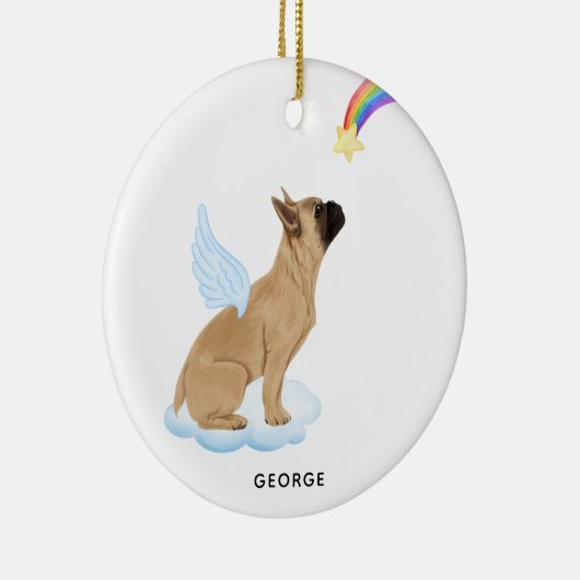 Frans Bulldog Angel Personalized Pet Dog Memorial Keramisch Ornament (Rechts)