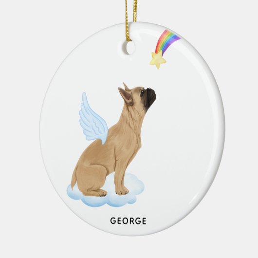 Frans Bulldog Angel Personalized Pet Dog Memorial Keramisch Ornament (Links)