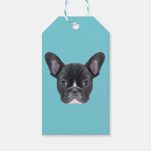 Frans Bulldog Art Portrait Cadeaulabel (Voorkant)