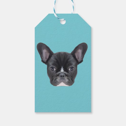 Frans Bulldog Art Portrait Cadeaulabel (Achterkant)