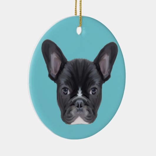 Frans Bulldog Art Portrait Keramisch Ornament (Rechts)