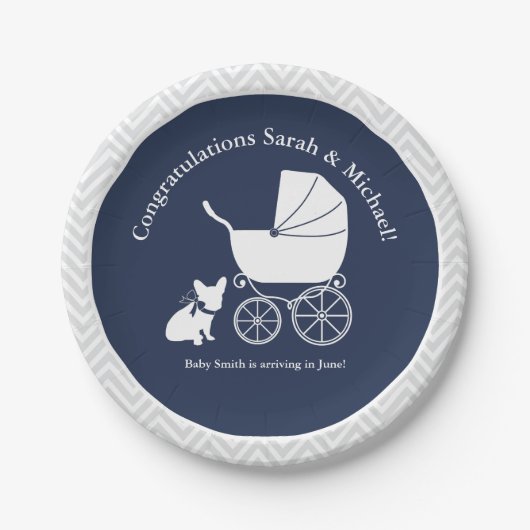 Frans Bulldog Baby shower Bord Design 4 (Voorkant)