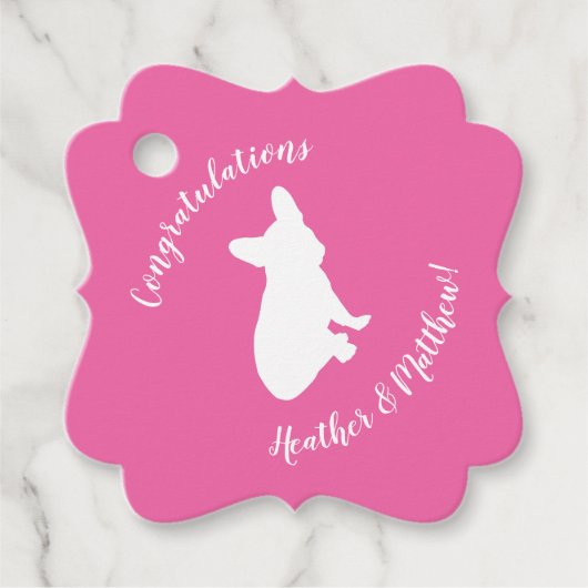 Frans Bulldog Baby shower Frenchie Pink Bedankjes Labels (Voorkant)
