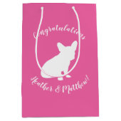 Frans Bulldog Baby shower Frenchie Pink Medium Cadeauzakje (Voorkant)