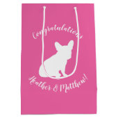 Frans Bulldog Baby shower Frenchie Pink Medium Cadeauzakje (Achterkant)