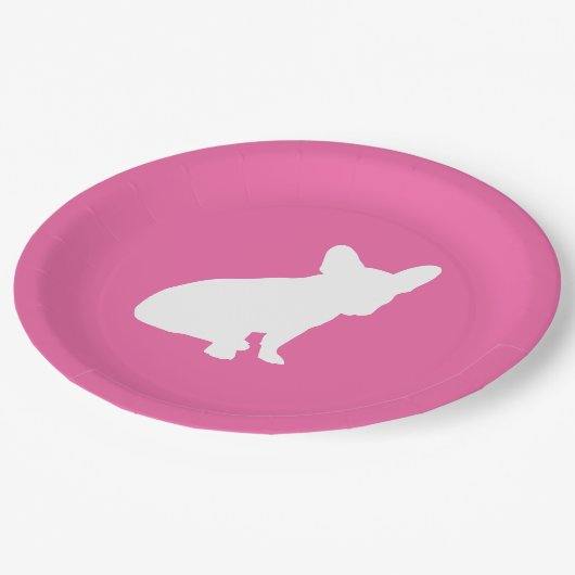 Frans Bulldog Baby shower Frenchie Pink Papieren Bordje (Gekanteld)
