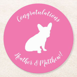 Frans Bulldog Baby shower Frenchie Pink Ronde Kartonnen Onderzetter