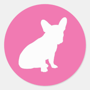 Frans Bulldog Baby shower Frenchie Pink Ronde Sticker