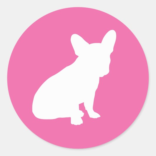 Frans Bulldog Baby shower Frenchie Pink Ronde Sticker (Voorkant)