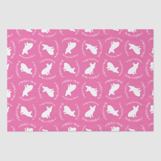 Frans Bulldog Baby shower Frenchie Pink Tissuepapier (Voorkant)