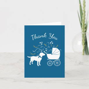 Frans Bulldog Baby shower Frenchy Frenchie Blue Bedankkaart