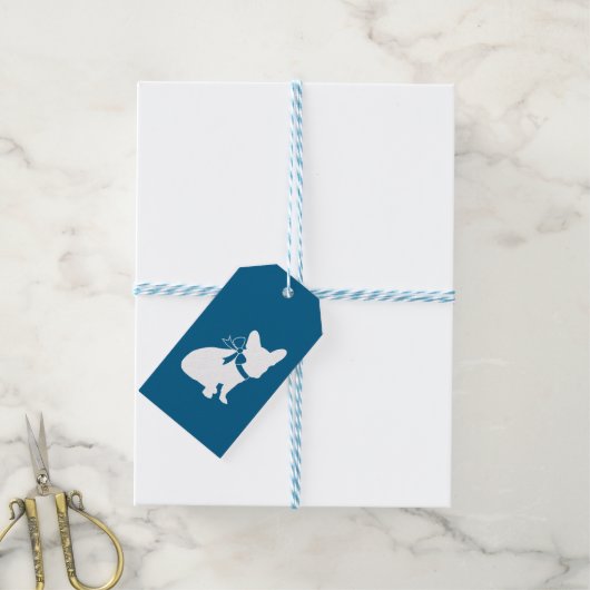 Frans Bulldog Baby shower Frenchy Frenchie Blue Cadeaulabel (Met Touw)