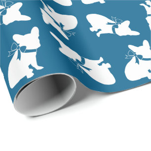 Frans Bulldog Baby shower Frenchy Frenchie Blue Cadeaupapier