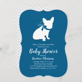 Frans Bulldog Baby shower Frenchy Frenchie Blue Kaart