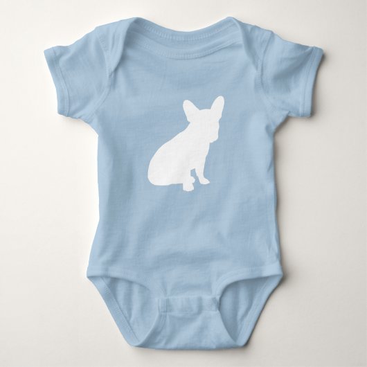 Frans Bulldog Baby shower Frenchy Frenchie Blue Romper (Voorkant)