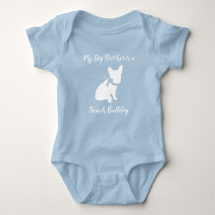 Frans Bulldog Baby shower Frenchy Frenchie Blue Romper