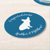 Frans Bulldog Baby shower Frenchy Frenchie Blue Ronde Kartonnen Onderzetter (Gebogen)