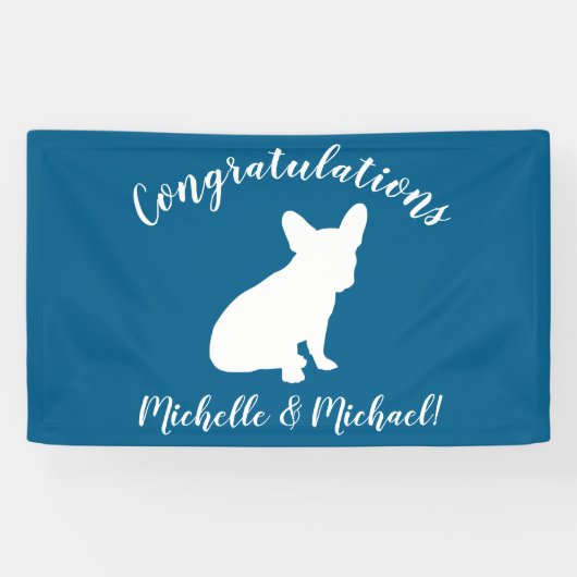 Frans Bulldog Baby shower Frenchy Frenchie Blue Spandoek (Horizontaal)